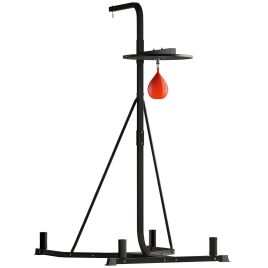 HERON 170-190cm Freestanding Boxing Punch Bag Hanger & Speed Ball Station Platform Hanging Frame Home Gym, Black