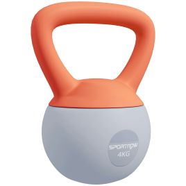 SPORTEDGE Soft Kettlebell, 4kg Kettle Bell with Non-Slip Handle for Home Gym Weight Lifting and Strength Training, Orange and Grey