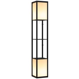 Modern Shelf Floor Lamp with Dual Ambient Light, Standing Lamp Living Room, Bedroom, 156cm, Black