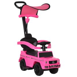 Compatible Ride-On Push Along Car Sliding Walker Mercedes-Benz G350 Walker Foot to Floor Slider Stroller Toddler Vehicle Steering Wheel Pink