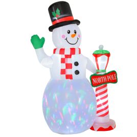 Debbie 2.4m Tall Christmas Inflatable Snowman with Street Lamp Lighted for Home Indoor Outdoor Garden Lawn Decoration Party Prop
