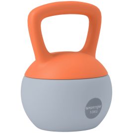 SPORTEDGE Soft Kettlebell, 10kg Kettle Bell with Non-Slip Handle for Home Gym Weight Lifting and Strength Training, Orange and Grey