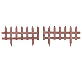 Jones Set of 12 Wooden Garden Fence Pieces - Rustic Brown