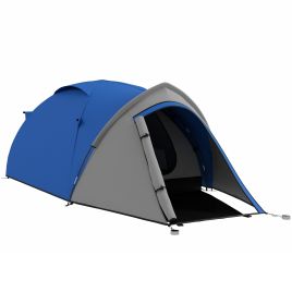 Dome Tent for 2 Person Camping Tent with Large Windows, Waterproof Blue and Grey