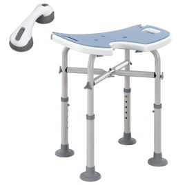 Scott Adjustable 'U' Seat Padded Shower Stool - Light Blue