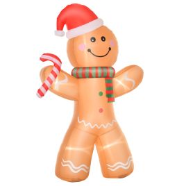 Debbie 2.4m Christmas Inflatable Gingerbread Man Lighted for Home Indoor Outdoor Garden Lawn Decoration Party Prop