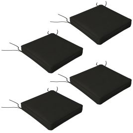 4-Piece Seat Cushions Pillow Replacement, Patio Chair Cushions Set with Ties for Indoor Outdoor, Black