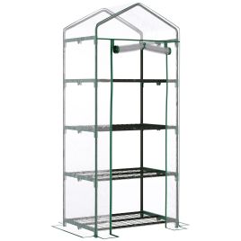 4 Tiers Mini Portable Greenhouse Plant Grow Shed Metal Frame Transparent Clear Cover 160H x 70L x 50Wcm