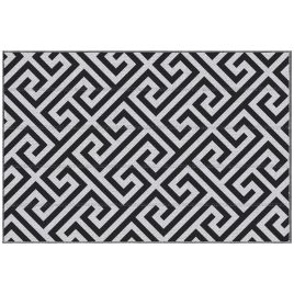 121 x 182 cm(4x6ft) Outdoor Rug Reversible Mat Plastic Straw Rug Portable RV Camping Mat for Garden Deck Picnic Indoor, Black & White