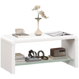 HERON Curved Two-Tier Coffee Table - High Gloss White
