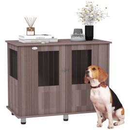 PAWSTER Dog Crate Table for Medium and Large Dogs with Magnetic Door for Indoor Use, 95 x 55 x 75 cm, Purple
