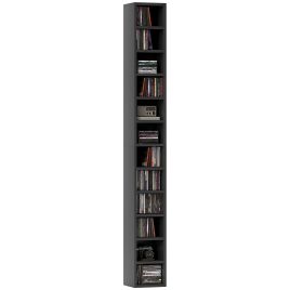 HERON 204 CD Tall Narrow Media Storage Tower - Black