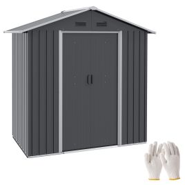 Metal Garden Storage Shed for OutDoor Tool Storage with Double Sliding Doors 4 Vents - Dark Grey
