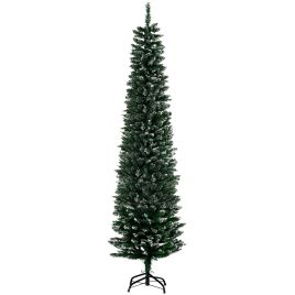 Debbie 6.5FT Artificial Snow Dipped Christmas Tree Xmas Pencil Tree Holiday Home Decoration with Foldable Black Stand - Green