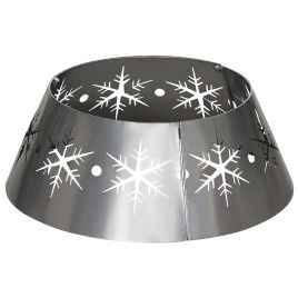 Christmas Tree Skirt - Christmas Tree Collar, 66cm with Hollow Snowflake Patterns Silver 66cm