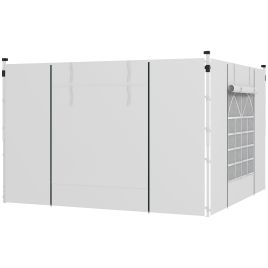 Gazebo Side Panels, 2 Pack Sides Replacement, for 3x3(m) or 3x6m Pop Up Gazebo, with Windows and Doors, White