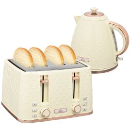 Scott Cream Kettle and Toaster Set Fast Boil Jug with Browning Control - White