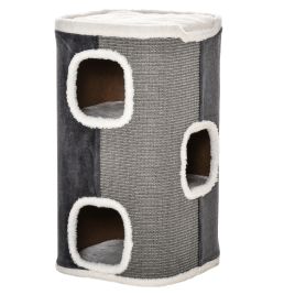 Sisal Cat Barrel with Soft Plush & Lamb Fleece Grey