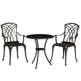 SUNVISTA 3 Pieces Garden Dining Set for 2, Bronze Tone