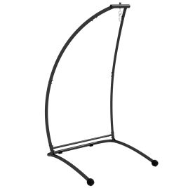 Hammock Chair Stand, C Shape Hanging Heavy Duty Metal Frame Hammock Stand for Hanging Hammock Air Porch Swing Chair, Black