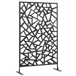 Freestanding Garden Partition Screen Metal Decorative Outdoor Divider with Expansion Screws for Garden Patio Deck