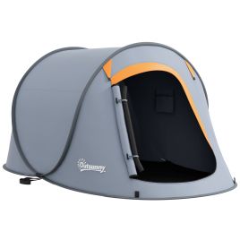 Jones 2 Man Pop Up Camping Tent - Grey and Orange