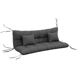4-Piece Back and Seat Cushion Replacement with 2 Pillows, Patio Chair Cushions Set with Ties, Charcoal Grey
