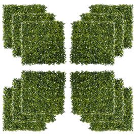 12PCS Artificial Boxwood Wall Panels 50cm x 50cm Grass Privacy Fence Screen Faux Hedge Greenery Backdrop Encrypted Milan Grass