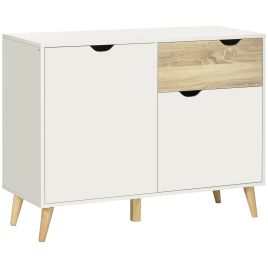 Modern Sideboard Storage Cabinet, Free Standing Accent Cupboard with Drawer, 2 Doors for Bedroom, Living Room, Hallway, White