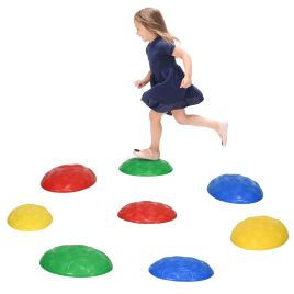 ZONEKIZ 8Pcs Kids Stepping Stones with Non-Slip Mats, Balance River Stones Indoor Outdoor Sensory Toys for 3-8 Years Old