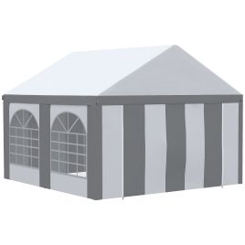4 x 4m Galvanised Party Tent, Marquee Gazebo with Sides, Four Windows and Double Doors, for Parties, Wedding and Events