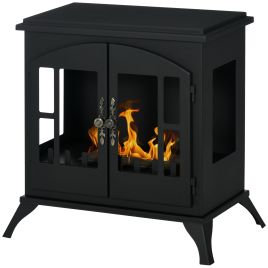 Freestanding Ethanol Fireplace Stove, Bioethanol Fire with Stainless Steel Flame Snuffer - Black