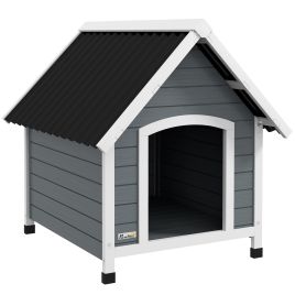 Shelley Outdoor Dog House with Removable Floor for Medium Dogs - Wooden Grey