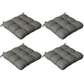 4-Piece Seat Cushion Set with Ties for Indoor Outdoor - Charcoal Grey