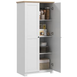 172cm Wooden Storage Cabinet Cupboard With 2 Doors 4 Shelves White Pantry Closet