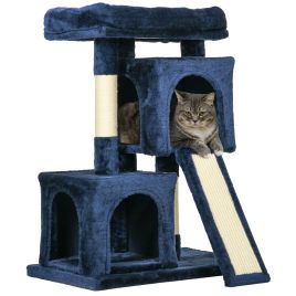 Sisal Cat Rest & Play Activity Tree w/ 2 House Navy Blue