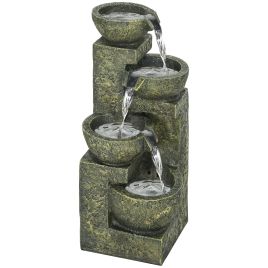 Jones Water Feature Fountain with 4-Tier Bowls - Black and Yellow