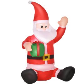Debbie Christmas Inflatable Santa Claus Outdoor Home Seasonal Decoration with LED Light - White and Red
