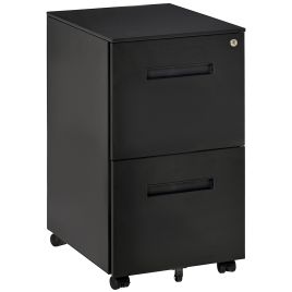 Mobile File Cabinet Vertical Home Office Organizer Filing Furniture with Adjustable Partition for A4 Letter Size, Lockable, Black