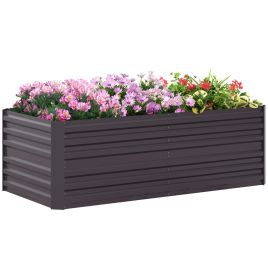 Raised Beds for Garden, Galvanised Steel Outdoor Planters with Multi-reinforced Rods, 180 x 90 x 59 cm, Dark Grey