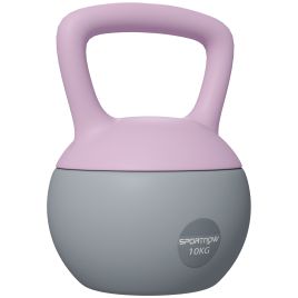 SPORTEDGE Soft Kettlebell, 10kg Kettle Bell with Non-Slip Handle for Home Gym Weight Lifting and Strength Training, Purple and Grey