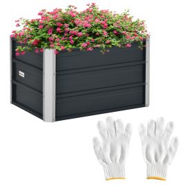 Raised Garden Bed, Elevated Metal Planter Box w/ Installation Gloves for Backyard, Patio to Grow Vegetables, Herbs, and Flowers, Grey