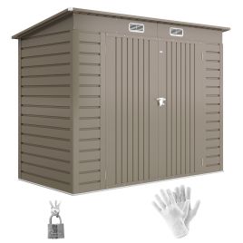 SUNVISTA 3.7 x 7.9ft Galvanised Steel Shed, with Latched Door and Padlock - Light Grey