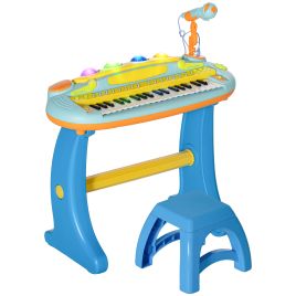 AIVAGO 37-Key Kids Piano w/ Microphone, Stool, LED Lights, Record & Replay, Function, Blue