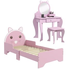 Baoli Wooden Childrens Bedroom Set with Dressing Table Stool Bed - Multicolour