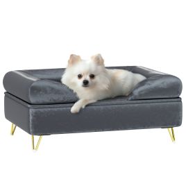 Shelley Cat Sofa with Removable Backrest and Soft Cushion for Small Medium Dogs - Grey