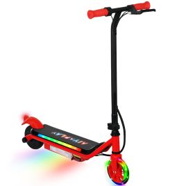 AIVAGO Kids Electric Scooter Ages 6-14 with Dual Brakes, Light-Up Wheels, 12KM/H Speed, Red