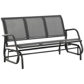 SUNVISTA 3-Seat Glider Rocking Chair for 3 People Garden Bench Patio Furniture Metal Frame, Grey