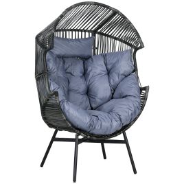 Jones PE Rattan Leisure Chair with Thick Seat Cushion - Mixed Grey