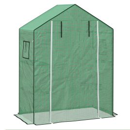 Greenhouse Cover Replacement Walk-in PE Hot House Cover with Roll-up Door and Windows, 140 x 73 x 190cm, Green